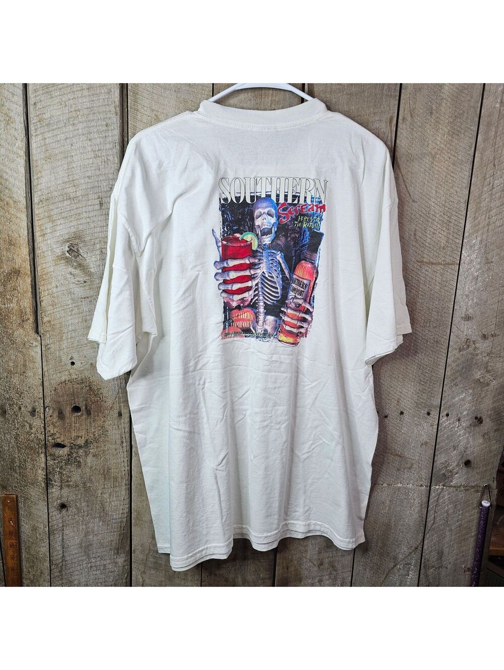 Vintage Southern Comfort Scream Here To The Rhythm T-Shirt XXL White Graphic Tee